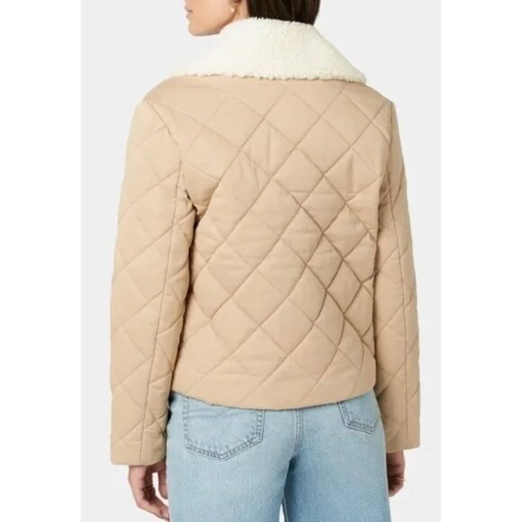 NWOT & Other Stories Quilted Cotton Faux Fur Collar Beige Jacket 0, XS - Picture 2 of 8